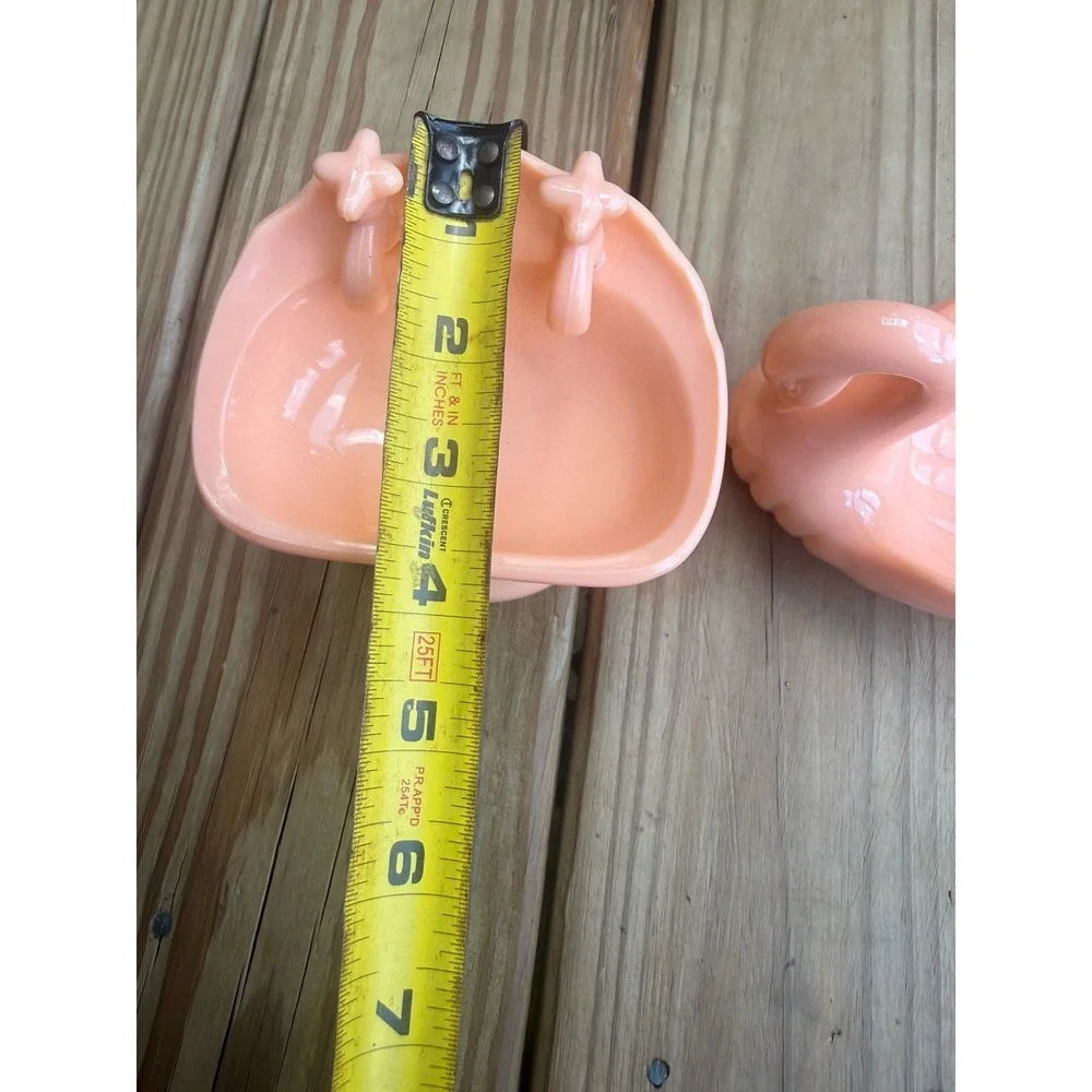Vintage Peach Plastic Swan And Sink Soap Trinket Dish 1980s Cottage Farmhouse